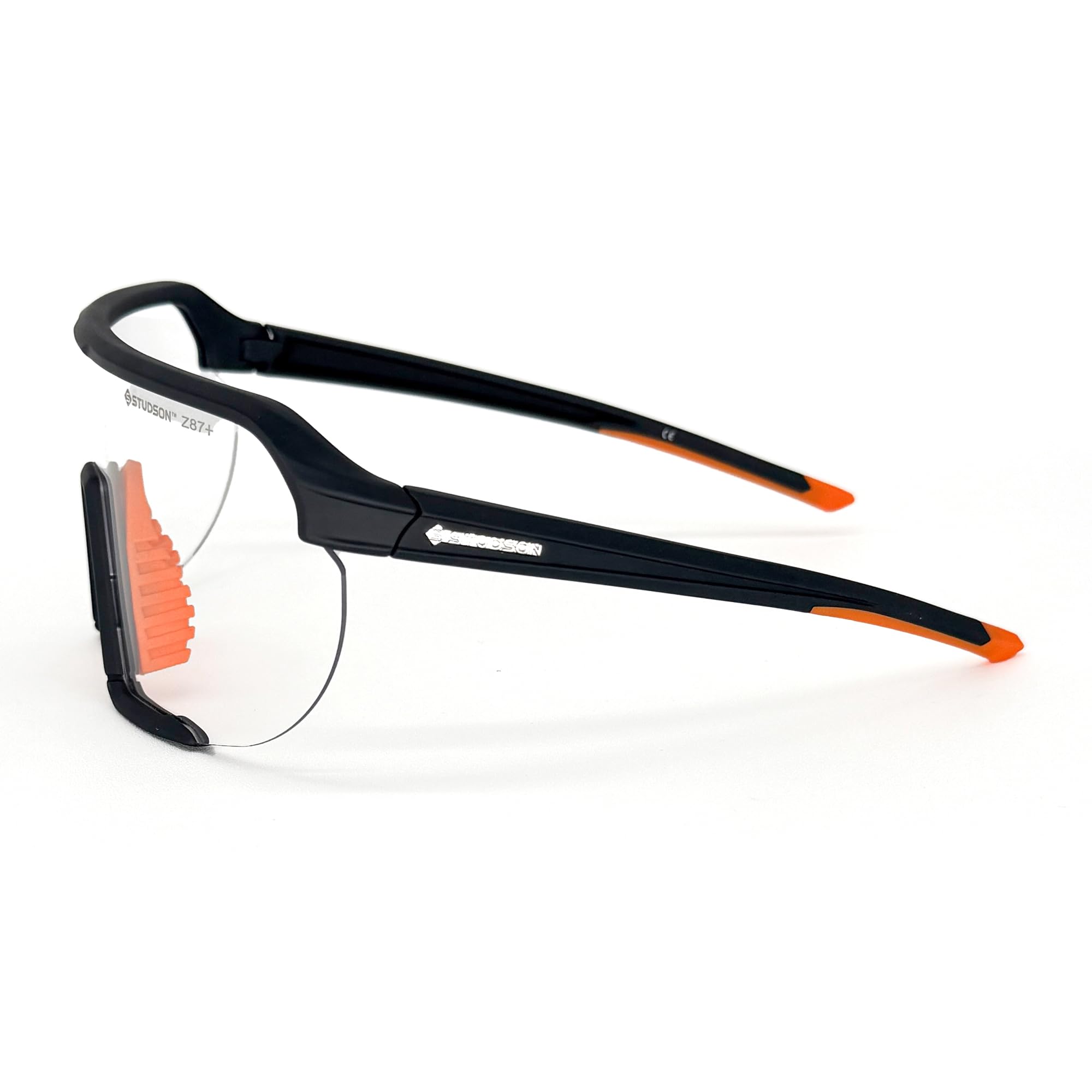 STUDSON Watchman - Gafas de seguridad con protección contra impactos ANSI Z87+, lentes de policarbonato resistentes a los arañazos y antivaho, ajuste antideslizante, marco envolvente ligero, talla