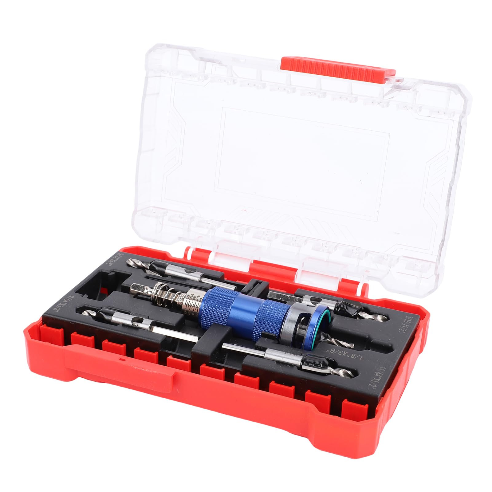 Generic 5 Pcs Countersink Drill Bit Set, HSS M2 Adjustable Depth Stop Drill Bits, 82 Degree Woodworking Bits with Fast Release Hex Shank, Ideal for Wood, Fiberboard & Plywood