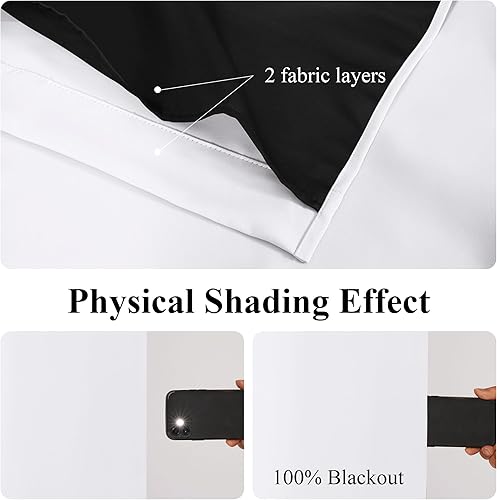 Miniatura 2 de PONY DANCE Cortinas opacas 100% blancas de 84 pulgadas de largo, juego de 2 paneles con forro negro, cortinas pesadas de 2 capas con aislamiento