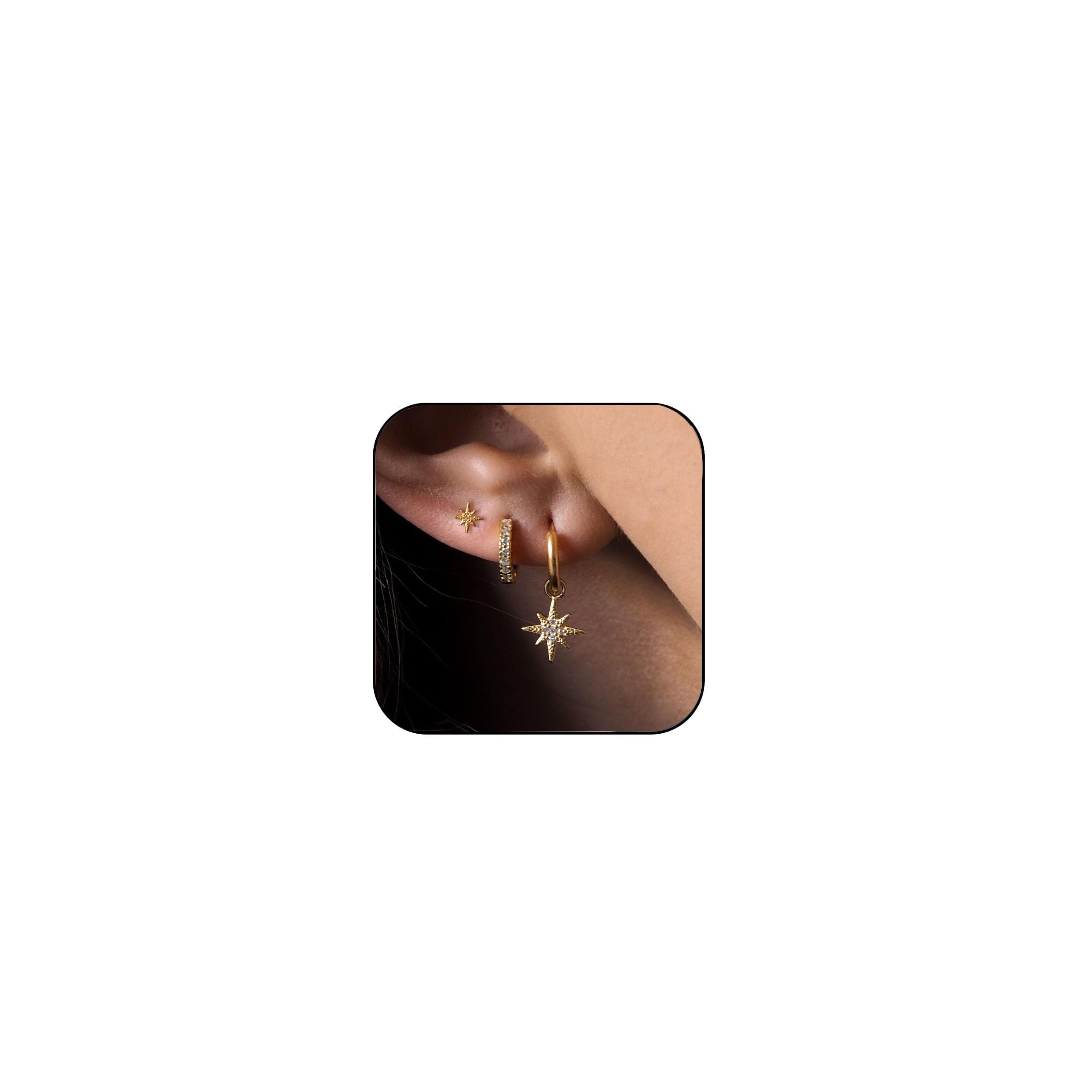 Gold Earring for Women,Dainty 14k Gold Plated Chain Earrings Stack Hypoallergenic Cute Small Huggie Hoop Earrings for Women Trendy Fashion Dangle Drop Earrings Pearl Jewelry Set