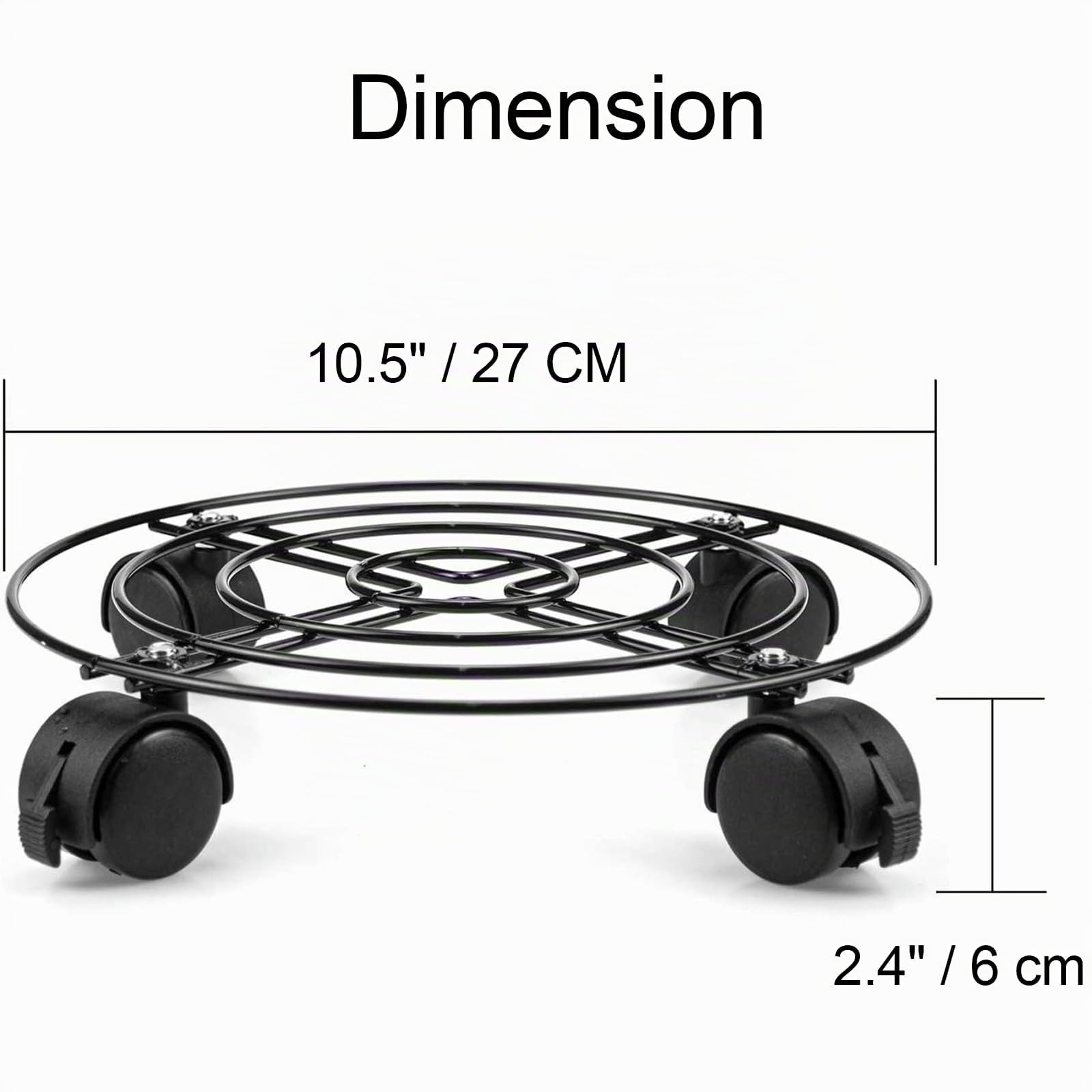 Tosnail 3Pcs Chariot de Plantes métal avec roulettes, 26.6 cm, Porte Plante pour l'intérieur, Support Roulant de Pot, Capacité de Charge 40 kg