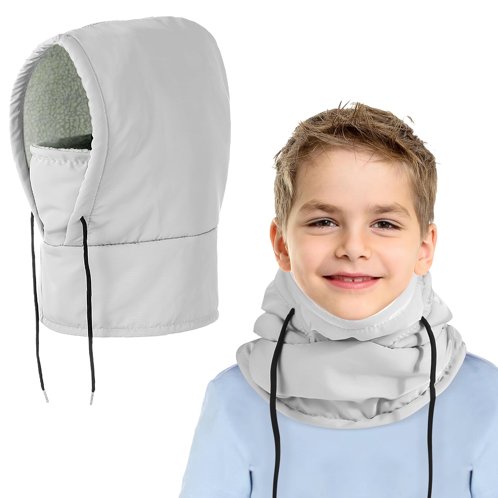 Pasamontañas Niños de Invierno, Gorro Térmico Impermeable con Máscara de Esquí Ciclismo, Prueba de Viento Cálido Sombreros Gorro Forro Polar con Capucha Calentador de Cuello Niños Niñas