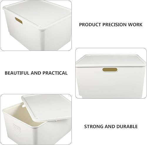 Miniatura 5 de Caja de almacenamiento de plástico portátil con tapa, contenedor organizador mediano y ancho para suministros para el hogar, contenedor multiusos