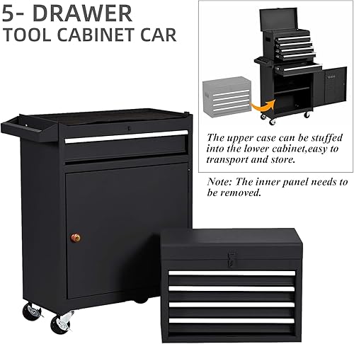 Miniatura 6 de Caja de herramientas y gabinete de almacenamiento de herramientas caja de herramientas rodante con cuatro ruedas baúl de herramientas con 5 cajones
