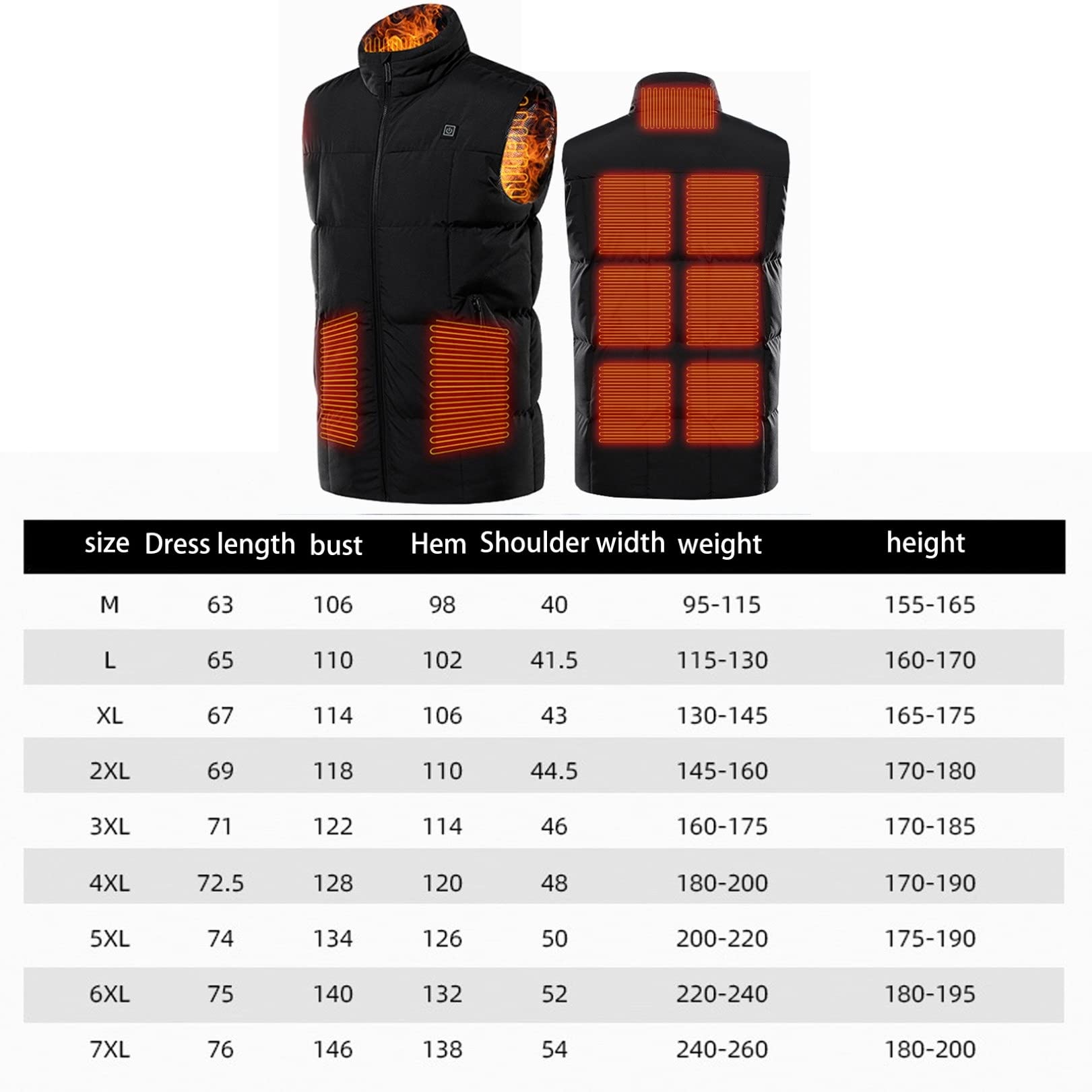 Gebieden Verwarmd Vest Mannen Vrouwen USB Verwarmd Jas Thermische Kleding Jacht Vest Winter Verwarmd Jas voor Wandelen Skiën Kamperen (Kleur: Geen batterij, Maat: M