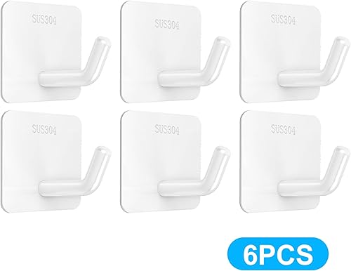 Miniatura 2 de Ganchos adhesivos para toallas de pared resistentes, paquete de 6, soportes impermeables para toallas adhesivas para baño, cocina o uso doméstico,