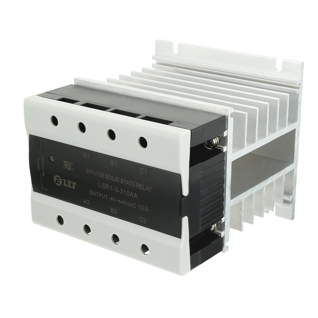 Aexit AC a AC 10A 90-250VAC a 40-440VAC SSR Compuesto térmico Relé de estado de 3 fases + Disipador de calor (9960d5c52edf422835b315b003af2ba1)