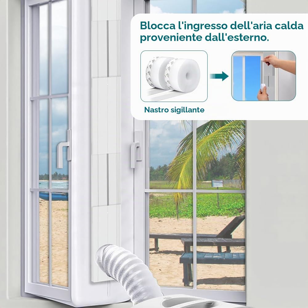 Kit Finestra Condizionatore Portatile, 6 Pezzi Condizionatore d'aria portatile Windows Vent Kit, Condizionatore Portatile Kit Finestra con Diametro di 15 cm, 43–225 cm (17–88.6 Pollici)