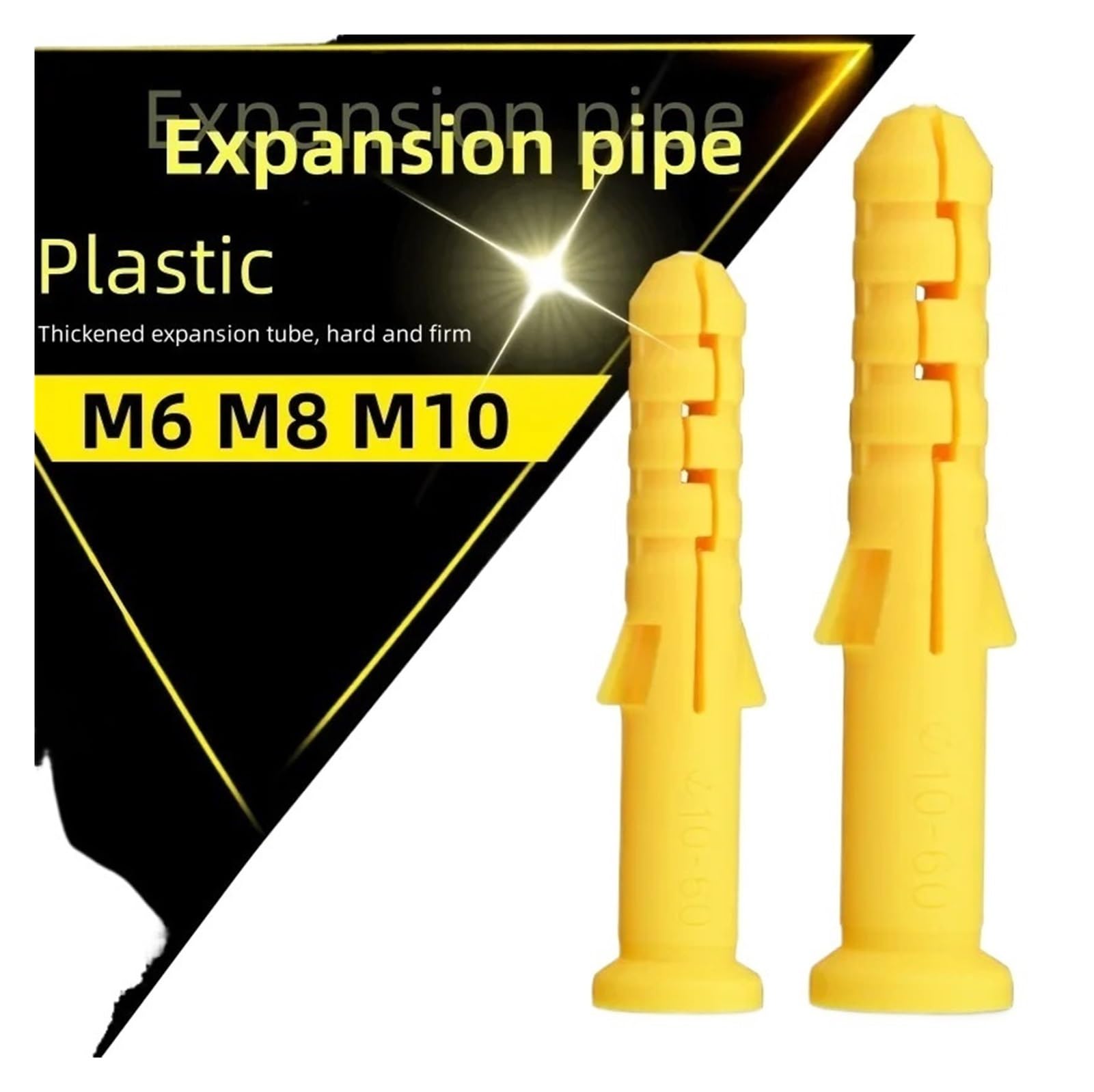 Tornillos de expansión de plástico Tacos de pared anclaje plástico con tornillos expansión M6 M8 M10 30-100 mm Paquete 100 piezas(80mm,M6-50pcs)