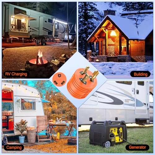 Image of Nilight 30 Amp to 30 Amp RV Power Adapter L5-30P to TT-30R | 3 Prong Generator Twist Plug Male 30A Female Receptacle for Camper Caravan Electrical Converter