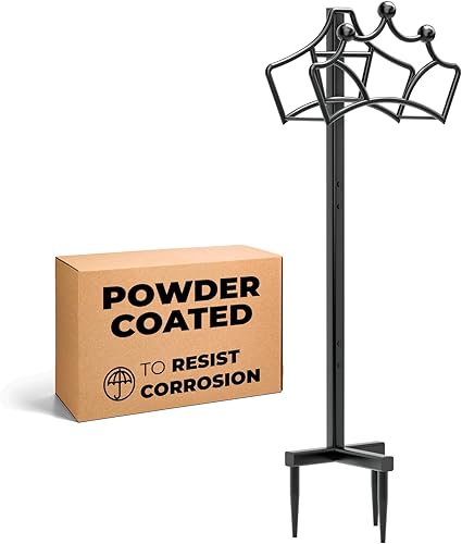 Miniatura 7 de Steel Garden Hose Holder Stand with Powder Coated to Resist Corrosion, Freestanding Hose Hanger for 125 Feet Hose, Water Hose Reel with 3 Stable