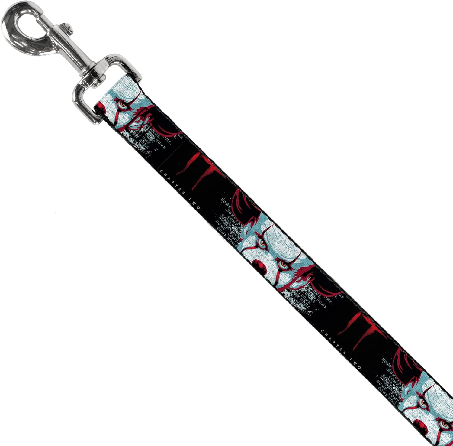 ワーナーブラザースホラー映画ペットリーシュ、イットチャプターツーペニーワイズフェイスクローズアップブラックレッドブルー、長さ4フィー