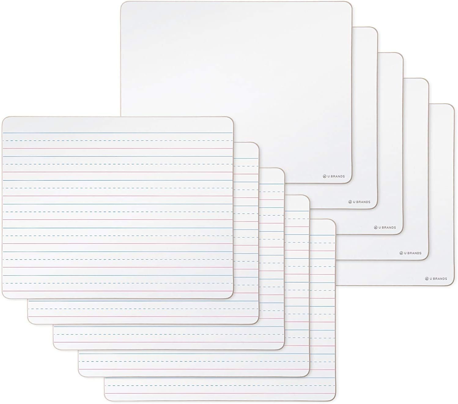 U Brands Dry Erase Lap Boards, Double Sided, Ruled and Plain, 9 x 12 Inches, 10-Pack (483U00-01)