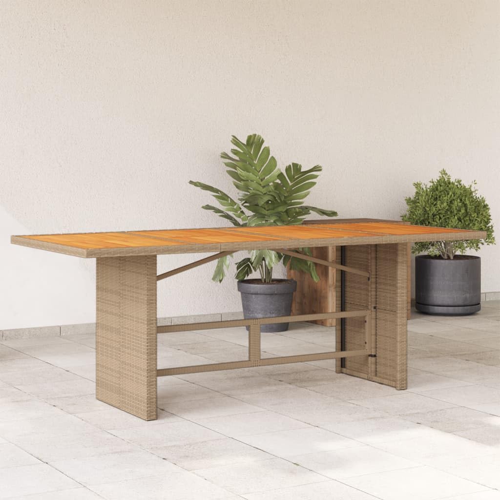 Tavolo da Giardino in Legno di Acacia e Polyrattan 190x80 cm | Ampio tavolo da pranzo per esterni, ideale per arredare il patio, il balcone o il terrazzo durante i pranzi in famiglia.