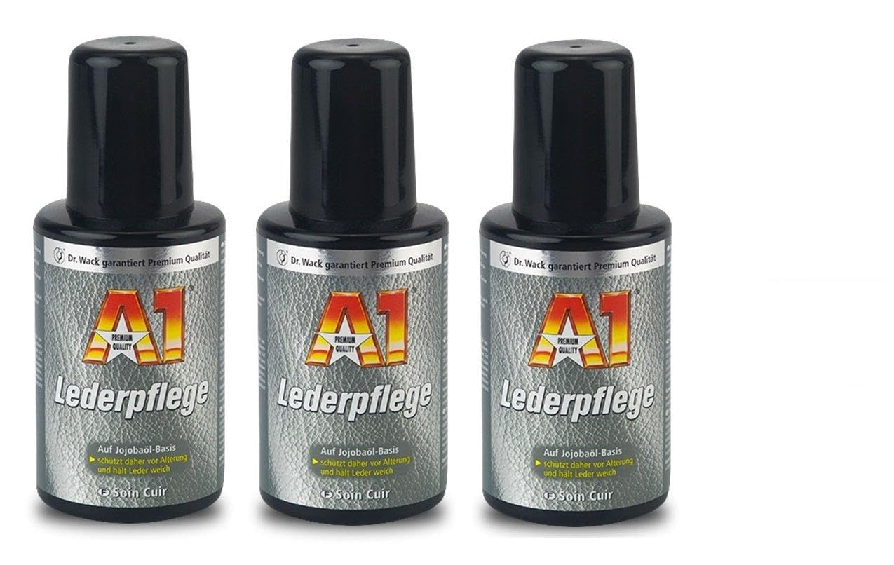 A1 PRAKTISCHES Set 3 x 250ml Dr WACK Premium LEDERPFLEGE Lederschutz Lederreinigung auf Jojobaöl-Basis