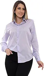 Camisa Social Feminina Manga Longa Slim Lilás