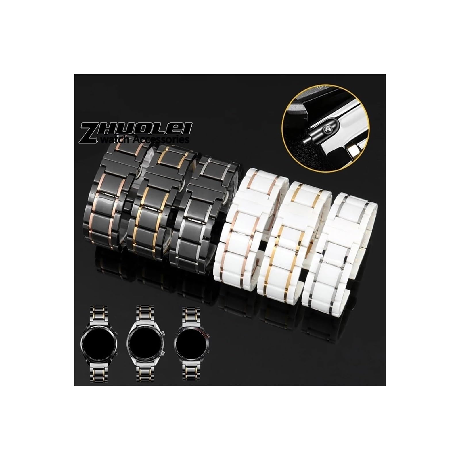 Cinturino in ceramica e acciaio inossidabile adatto for Samsung/Huawei