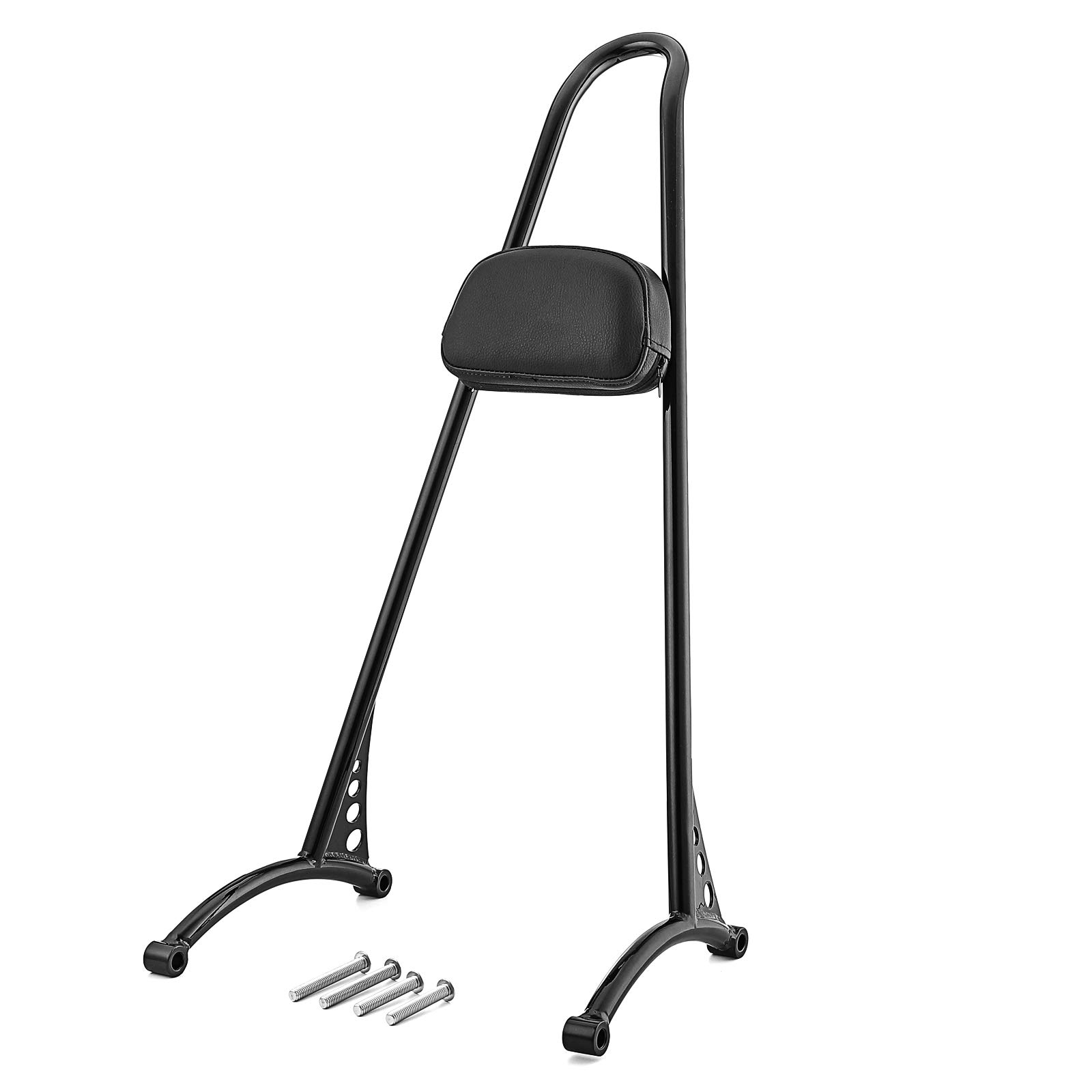 20" Tall Sissy Bar Backrest Pad Glossy Black Triple Polished Compatible with Harley 2004-2021 Sportster XL 883 1200 XL Models