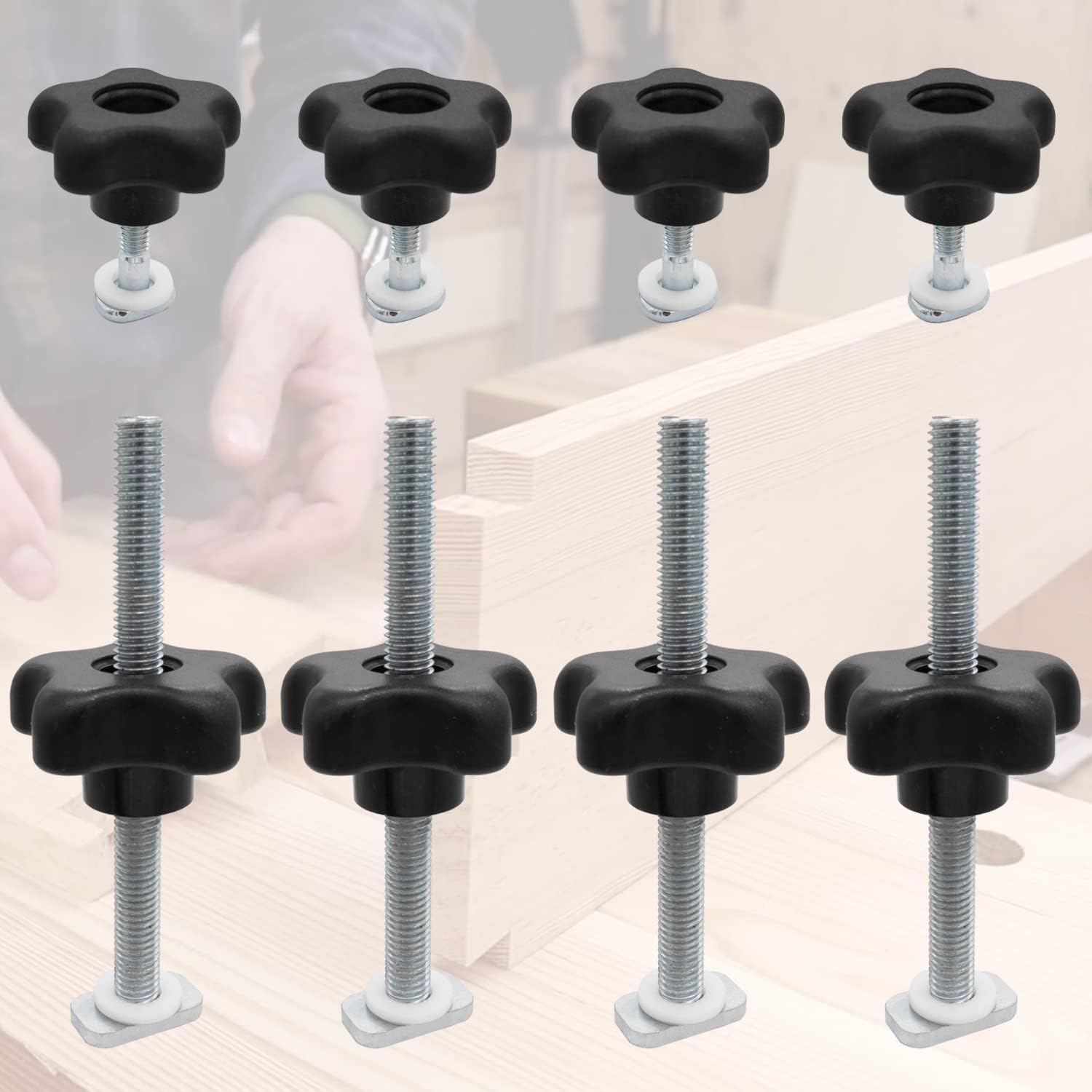 8 Pack TTrack Knob Bolts Kit Premium 5Star Knobs with M8/100mm & M6