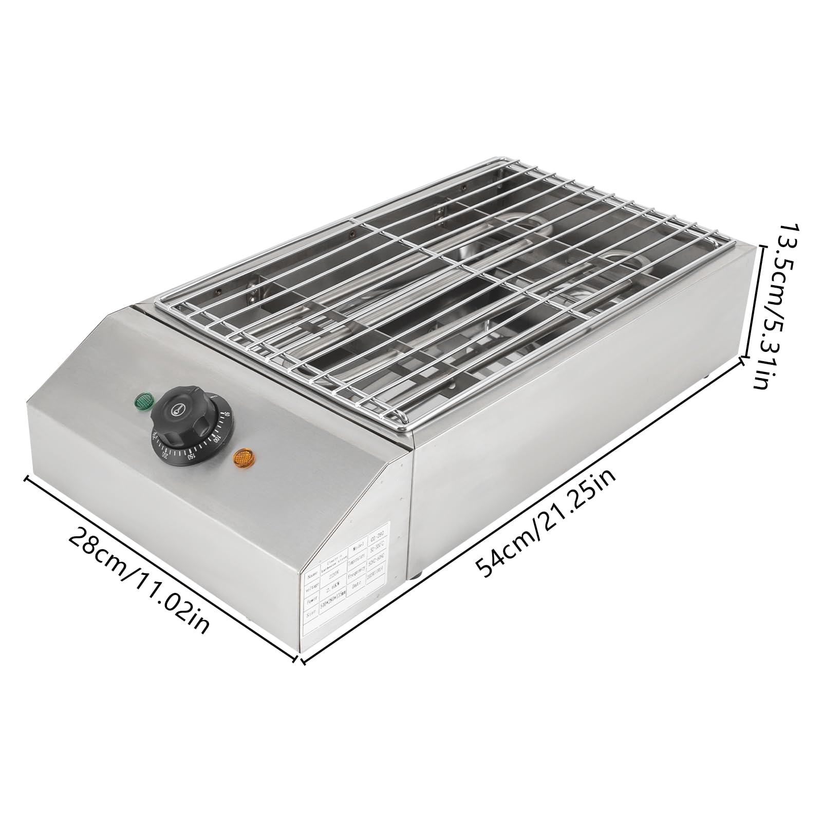 Gril elettrico da cucina professionale con piastra di cottura regolabile per grigliare pollo, pesce e verdure