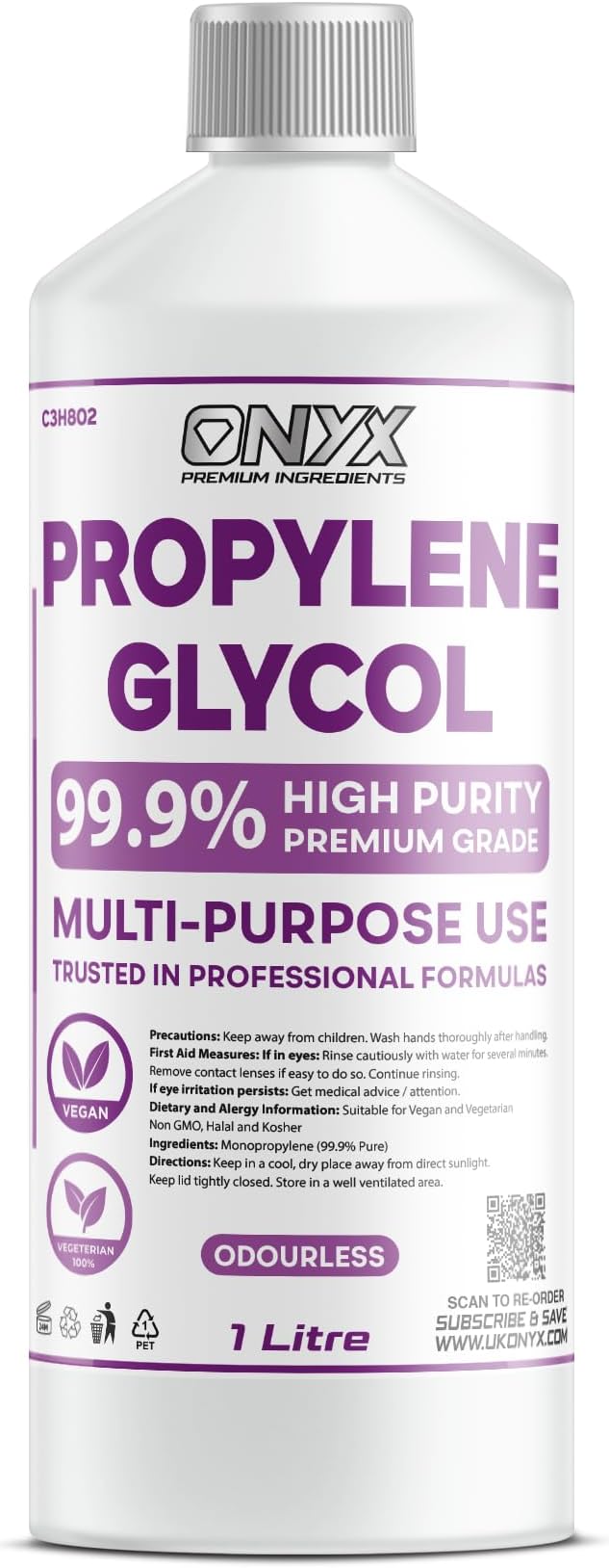 Onyx Mono Propylene Glycol (PG) USP/EP Premium Grade 99.9% Pure (1000ml (1L))