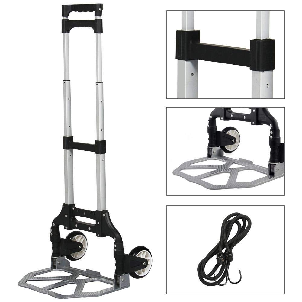Yaheetech Sackkarre Handkarre Aluminium Transportkarre klappbar mit Ausziehbarem Teleskopgriff 100 cm Stapelkarre 75 kg belastbar