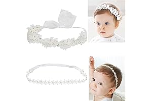 Elegant White Flower Christening Headbands For Baby Girls