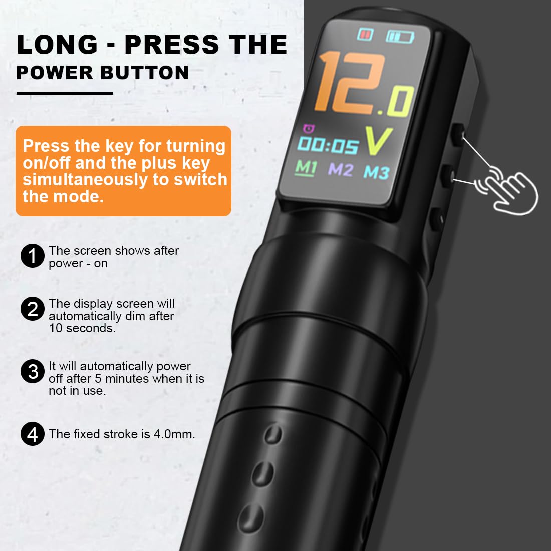 Wireless Tattoo Pen Kit 2000mAh with IPS Screen, Needles, Inks & Practice Skin