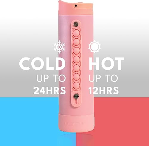 Miniatura 7 de Elemental Botella de Agua Icónica para Niños para la Escuela - Botellas de Agua Aisladas 100% a Prueba de Fugas con Tapa de Pajita y Asa Pop-It para