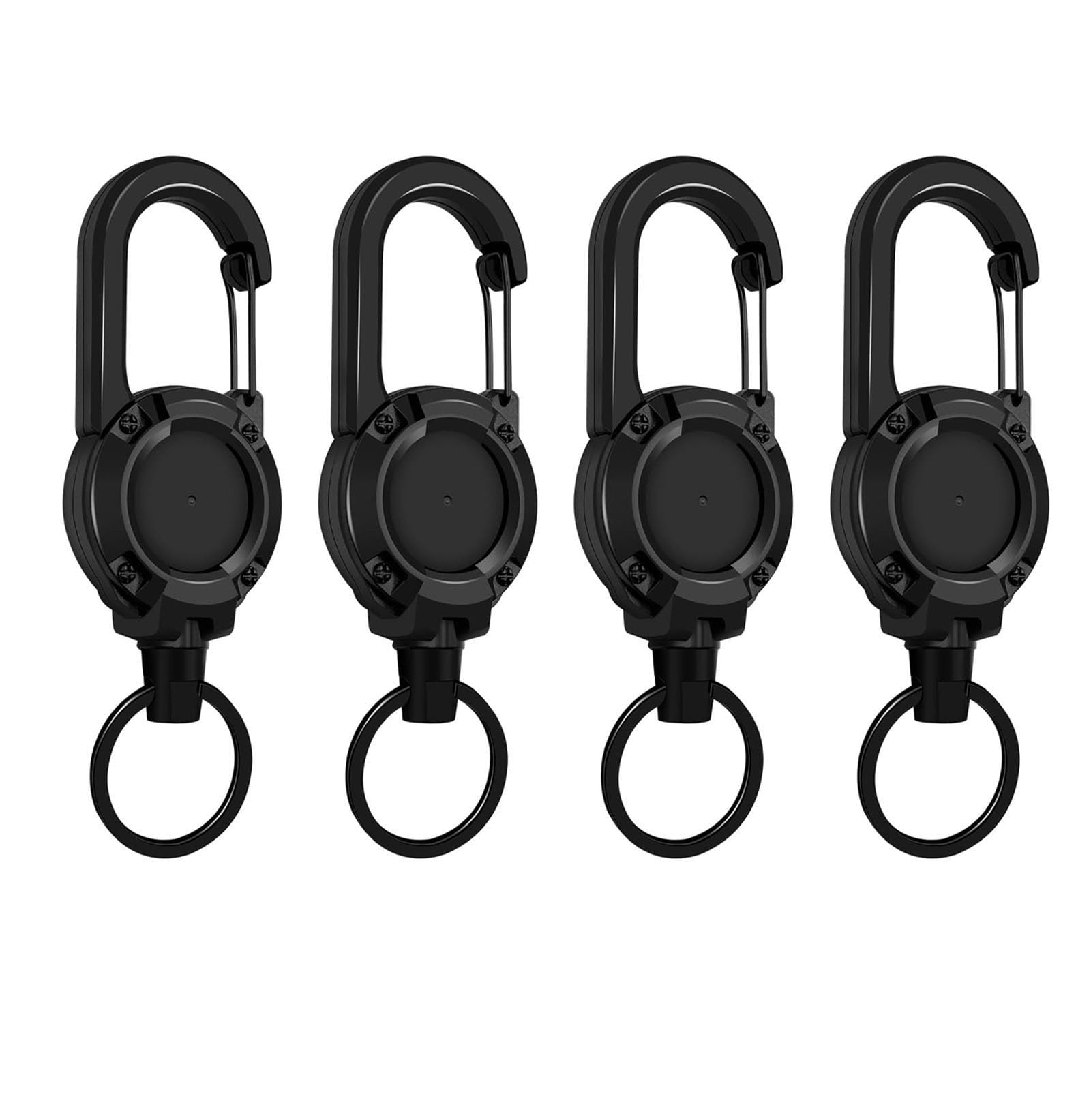 Rayyan Key Chains, Extendable Lanyard, ID Card Heavy Duty Retractable Key Ring, ID Badge Holder with Steel Wire Rope, Extendable ID Badge Holder with Carabiner(Pack of 4)