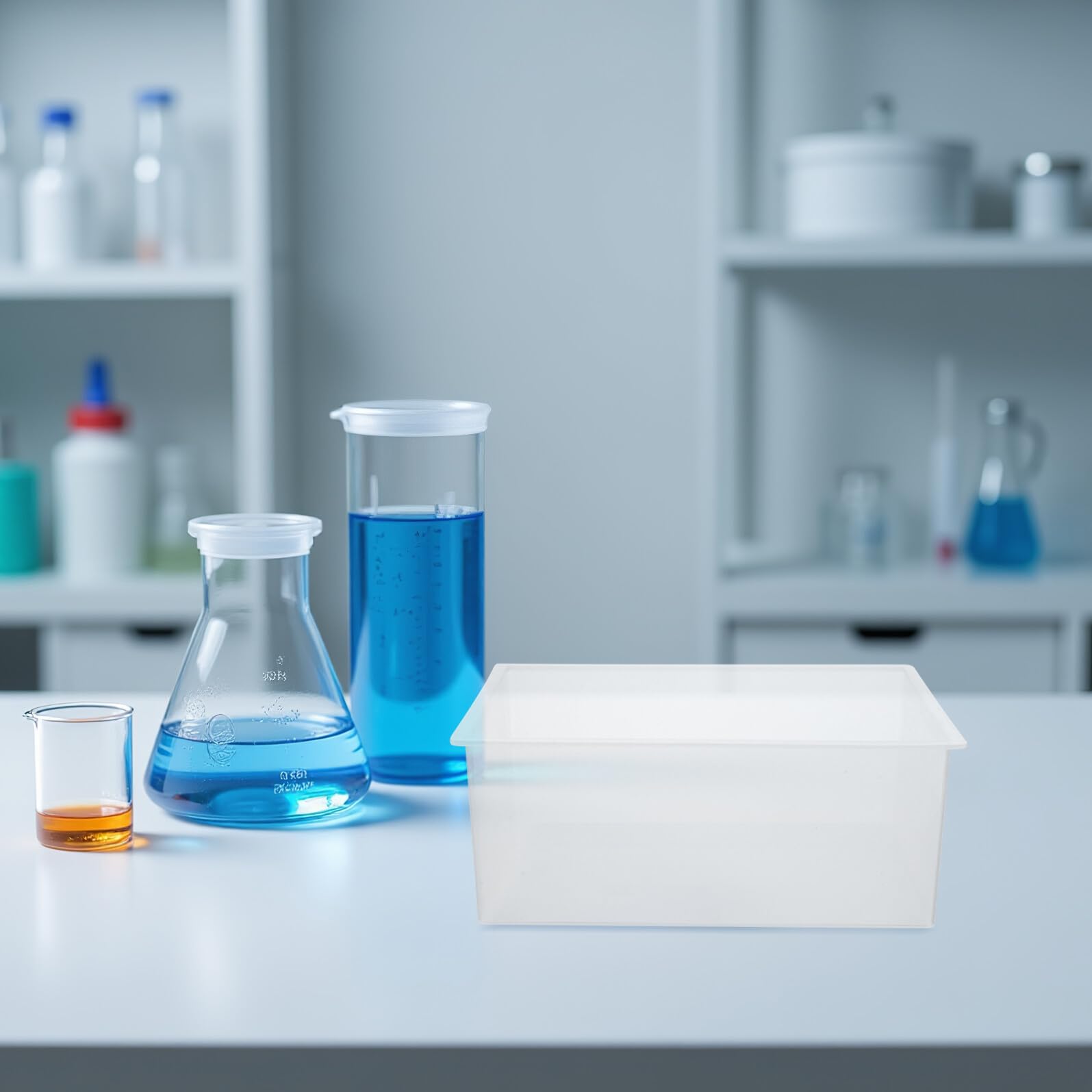 Alipis 4 Piezas Cuencos de Plástico Transparentes Cuadrados para Laboratorio Resistentes Químicos Apilables y Duraderos de Unidades para Experimentos Científicos y Lavado de Material