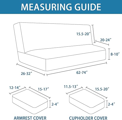 Miniatura 2 de H.VERSAILTEX 4 fundas elásticas para futón, funda para sofá cama con reposabrazos extraíbles y portavasos, protector de muebles de alta elastano,