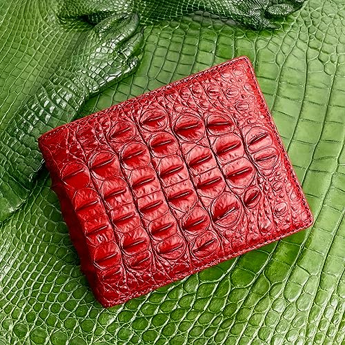 Image of HATA Red Exotic Bifold Leather Wallet for Men, RFID Blocking Wallet