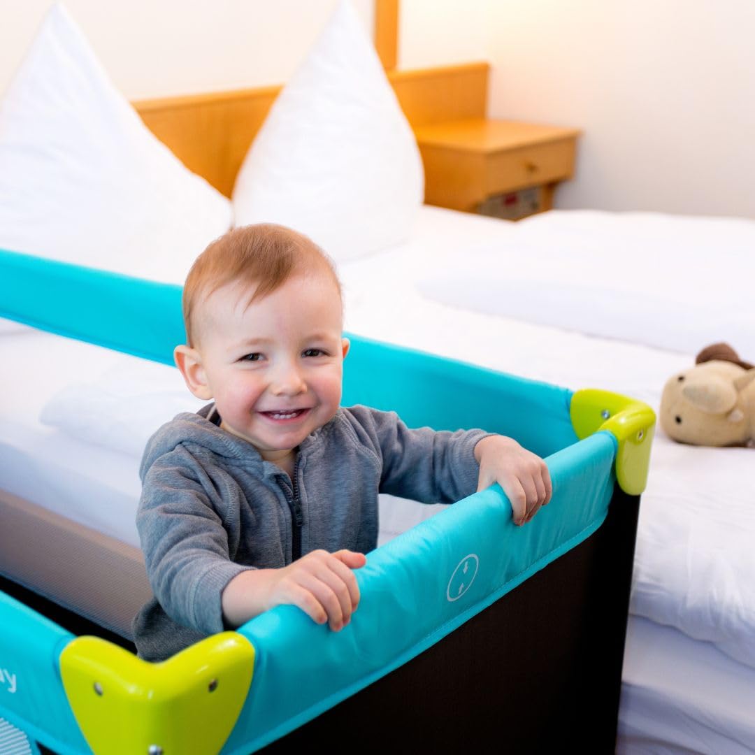 hauck Lot Lit Parapluie Bebe avec Matelas Dream N Play 120x60 cm, Pliable, Robuste, Facile à Monter, Inclus Sac de Transport - Bleu Waterblue