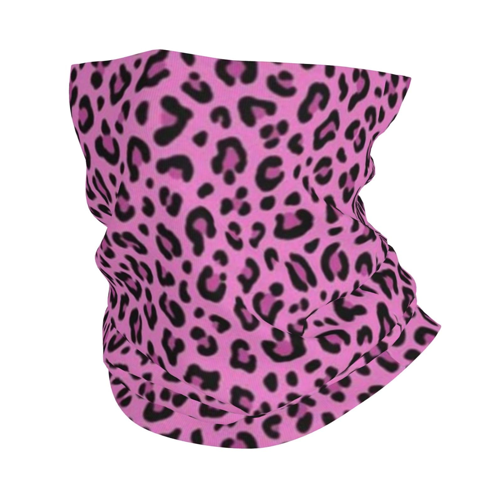 Lfeartesa Unisex As Picture Leopard Fuchsia Pink,Bandana Neck Gaiters Multifunctional Headwear Scarf Face Shield Headband Neck Warmer Tube