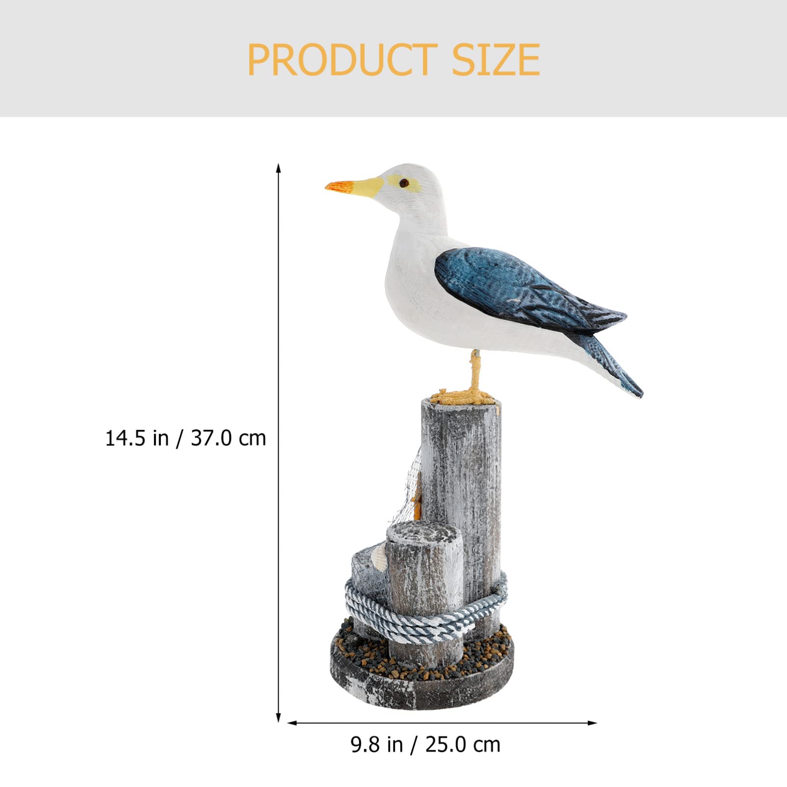 Healifty Houten Zeemeeuw Beeldjes Nautisch Decor: Mediterrane Stijl Zee Vogels Sculptuur Decoratieve Strand Ornamenten voor Boekenplank Koffietafel Slaapkamer Badkamer A