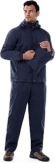 Sponsored Ad - 33,000ft Mens Rain Suit with Hideaway Hood Waterproof Rain Gear (Jackets and Pants)
