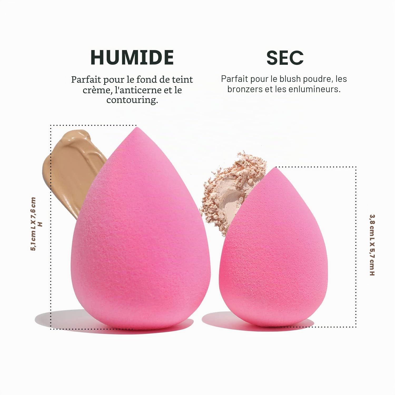 AOA Studio Wonder Blender Lot de 6 éponges à maquillage super douces sans latex et haute définition pour poudre, crème et liquide