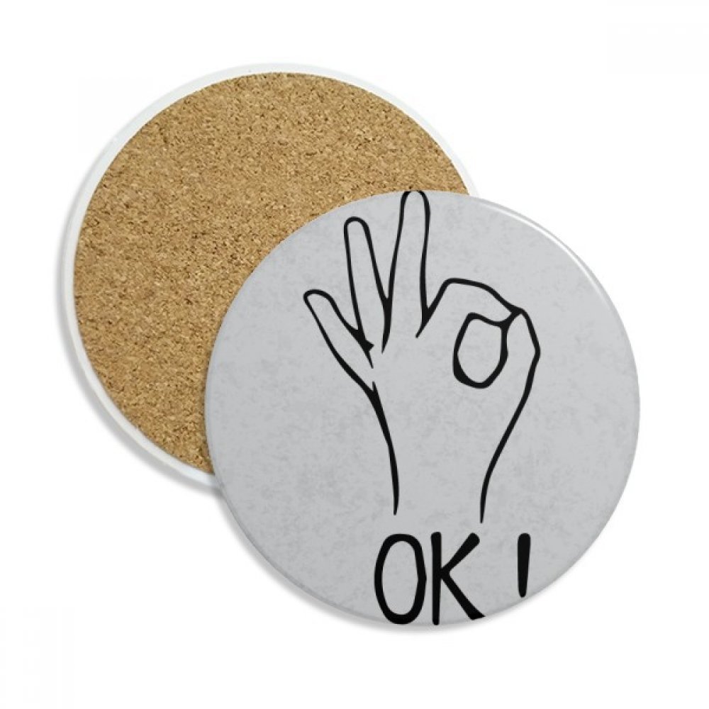 Coaster en céramique Noir OK Geste imprimé tasse verre