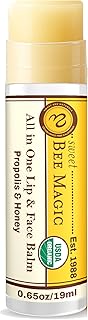 Sweet Bee Naturals Magic Wand - Certified Organic Lip and Face Moisturizing Wand - Natural Balm Wand for Dry Skin and Lips, Non-Petroleum Jelly for All Ages and Skin Types,0.65 oz-6 pack