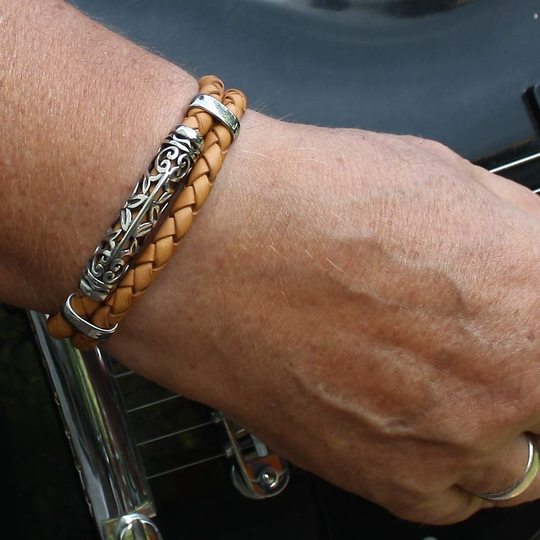 Echt Leder-Armband XO F Cognac Männer Herren
