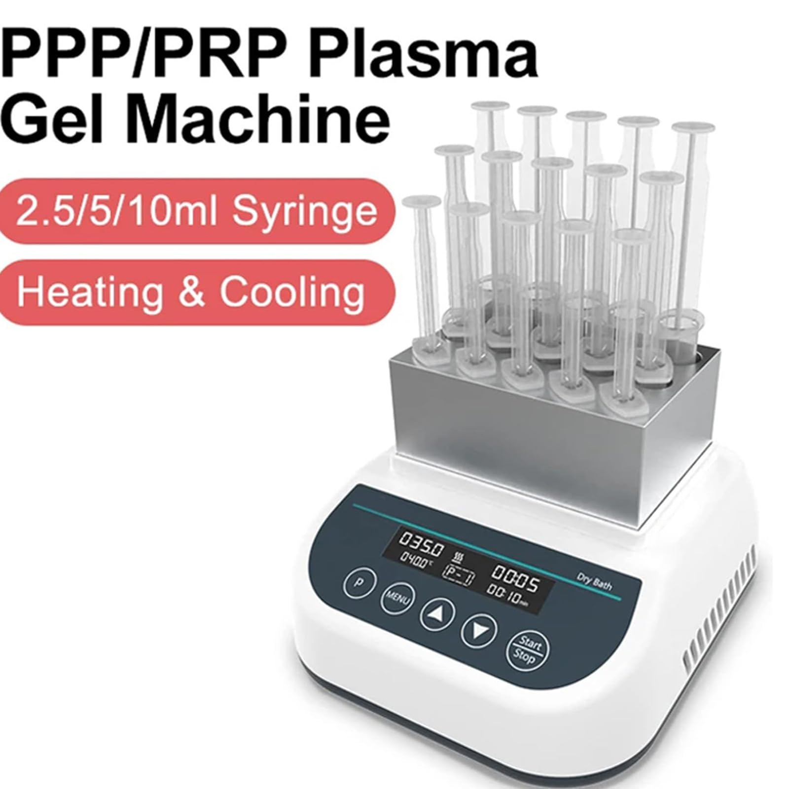 Professionelle Gel-Heizmaschine, PRP PPP Gel-Maker-Heizung, Trockenbadheizung, Zeitbereich (5 S–23 Std. 59 Min.), Digitale Tastatur, Mit Lüftungsschlitzen, Für 5 Ml/10 Ml/15 Ml,B