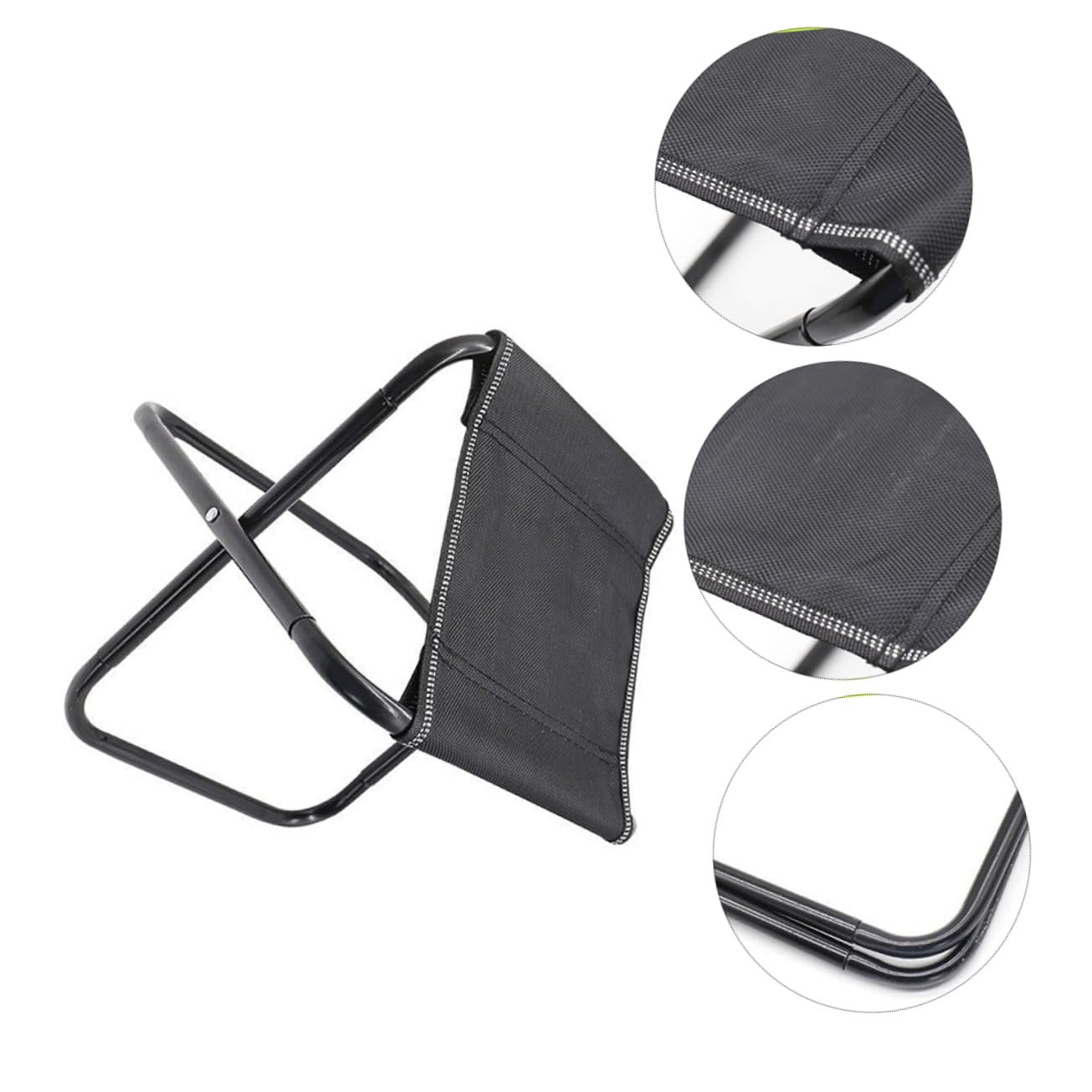 LIFKOME Portable Folding Stool Outdoor Chairs Chairs Stool for Fishing Camping Supplies Steel Black