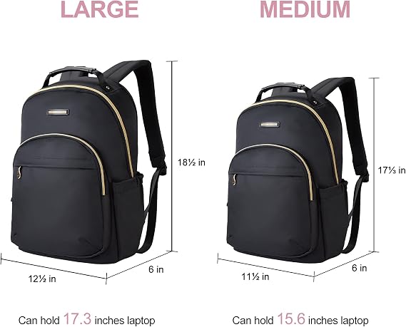 LIGHT FLIGHT Laptop Backpack for Women, Large, Black, 17.3 Inch