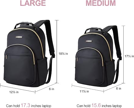 LIGHT FLIGHT Laptop Backpack for Women, Large, Black, 17.3 Inch