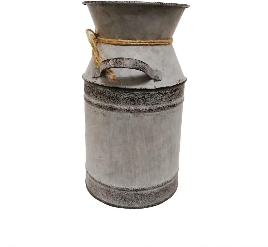 Watering Honey 7.5inch Old Fashioned Galvanized Milk Can with Heart-Shaped Printing - Grey