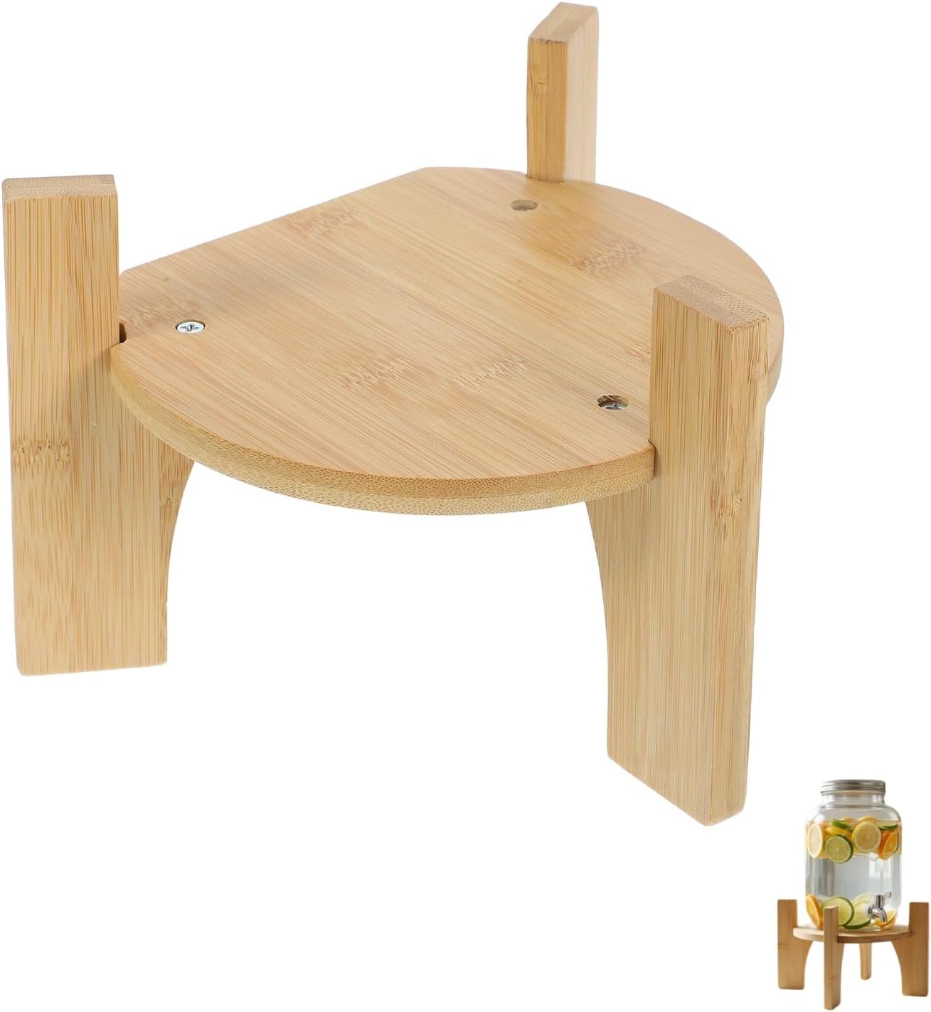Cabilock Bamboo and Wood Beverage Dispenser Stand Round Base 6.89 Inch Drink Dispenser Holder for Water Jug Suitable for Home Parties Catering Events
