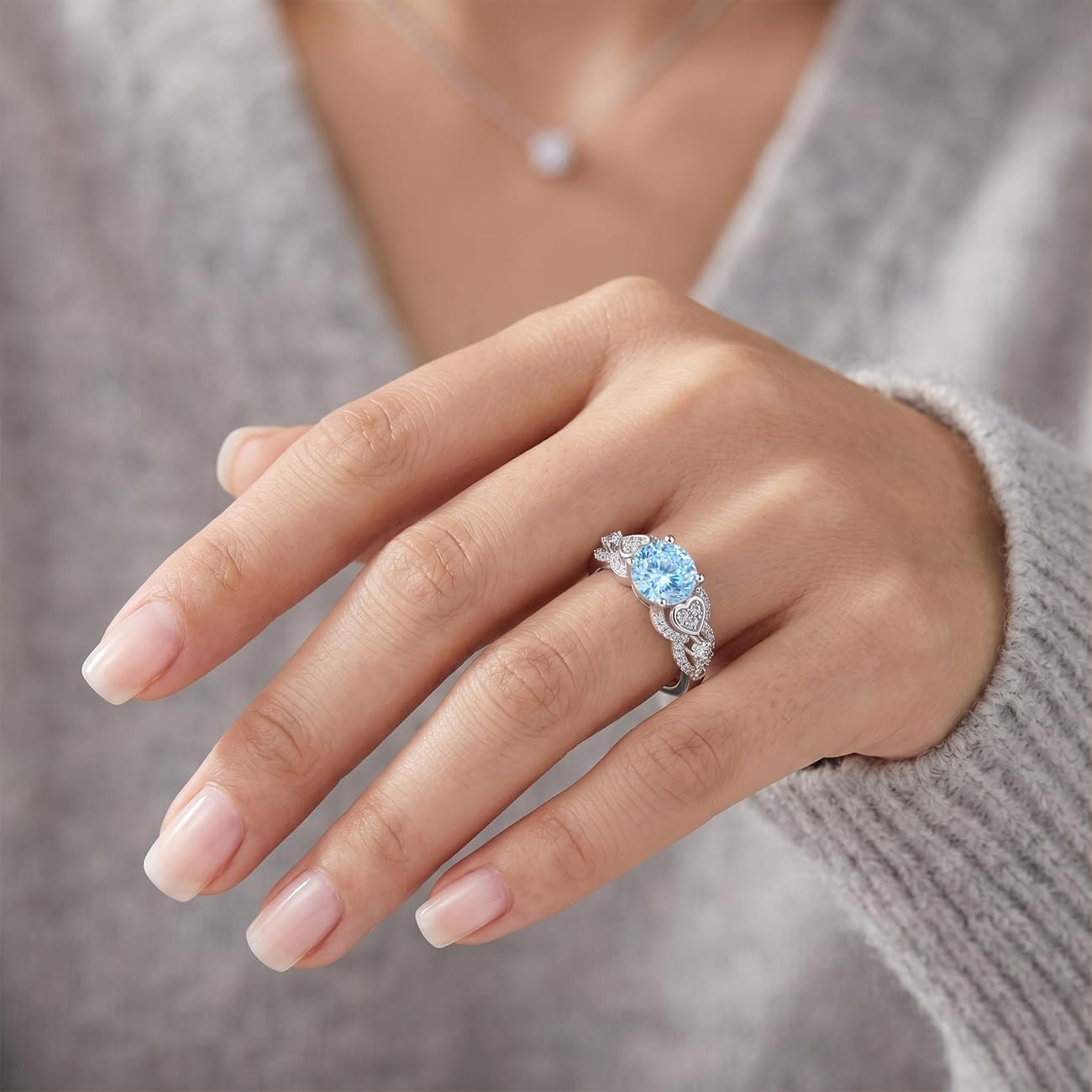 S925 Sterling Silver Flower Birthstone Rings for Women Promise Rings for Her, Wedding Anniversary Birthday Jewerly Gifts for Mom Wife