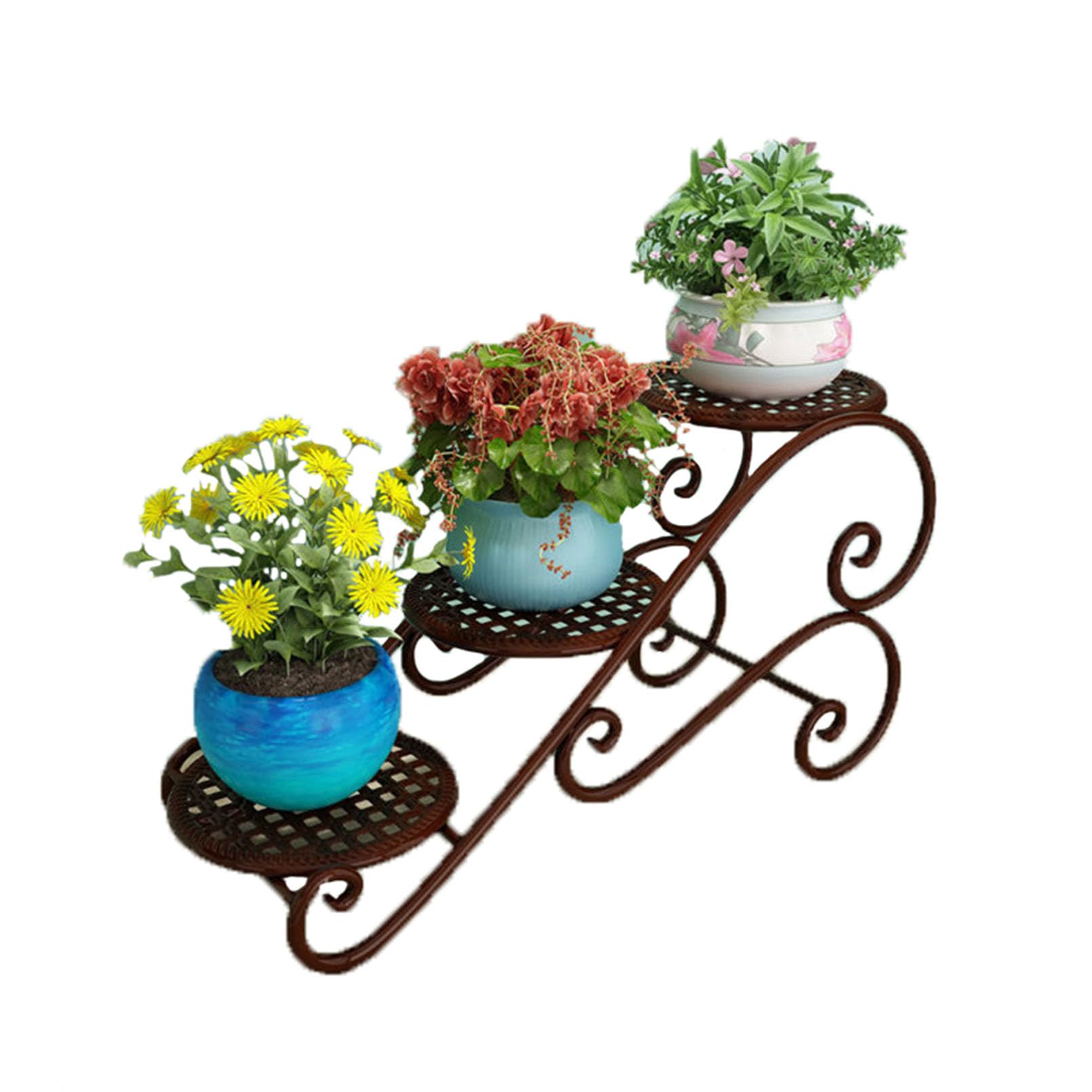 Support à plantes en métal JATIBOSH à 3 niveaux pour organiser vos fleurs de balcon et salon
