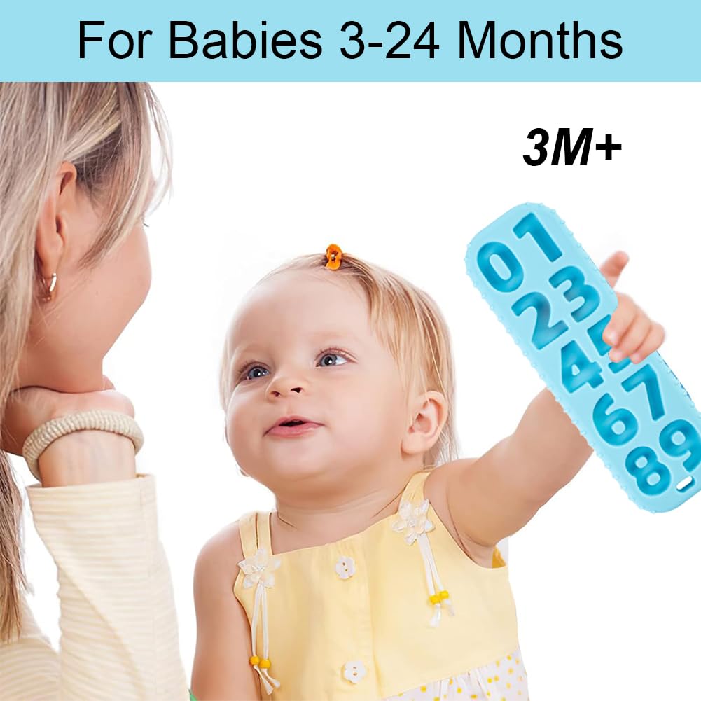 Giocattoli Per Dentizione Neonato 2 Pezzi | Massaggiagengive In Silicone Senza BPA - Forma Telecomando, 3-24 Mesi